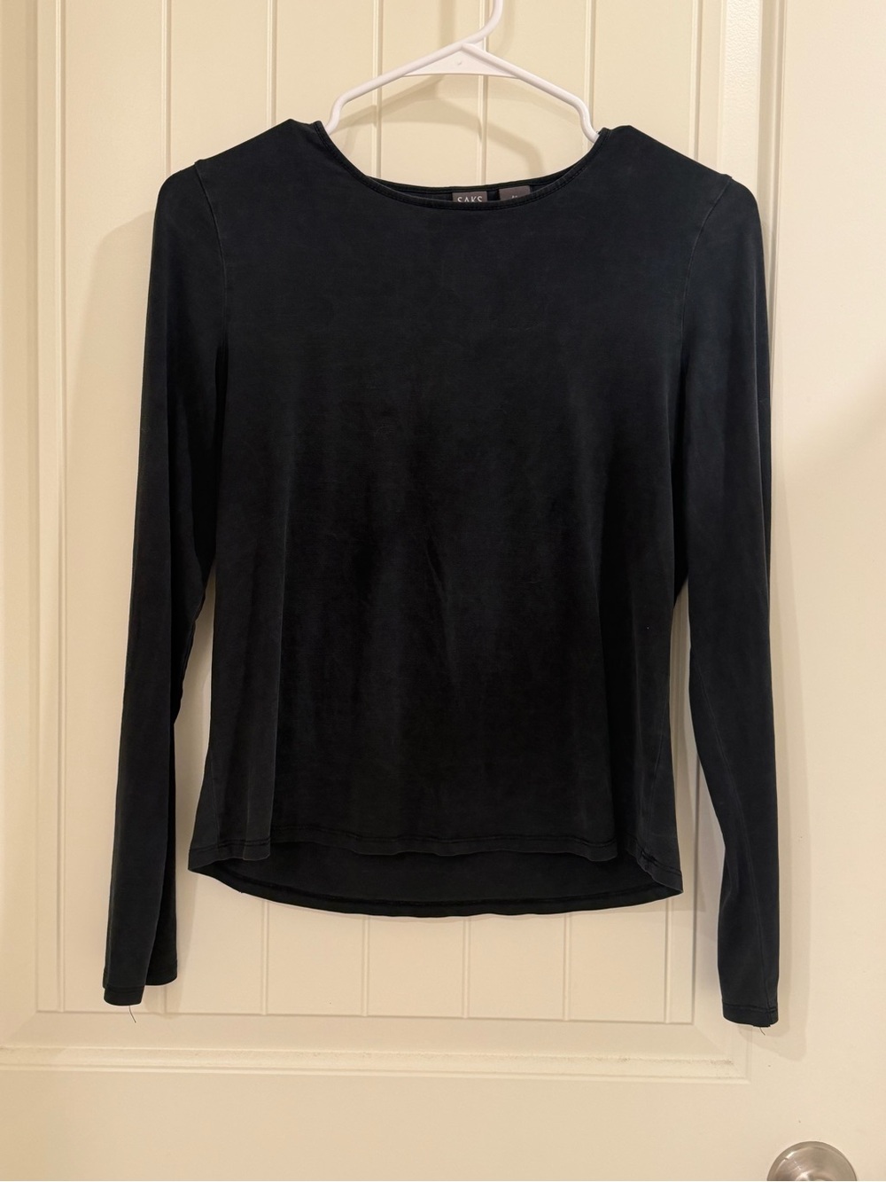 Saks Fifth Avenue Black Long-Sleeve Crewneck Top